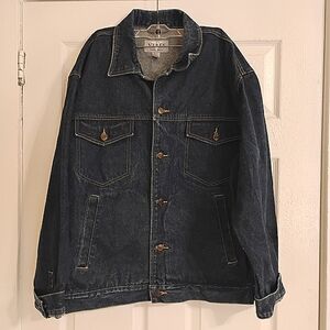 Y2K 90's RARE VIBES Hip Hop Heavy Denim Jean Trucker Jacket  XL Streetwear Baggy